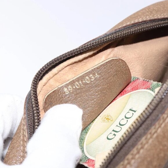 GUCCI GG Supreme Web Sherry Line Clutch Bag PVC Beige Gold - Picture 11 of 16